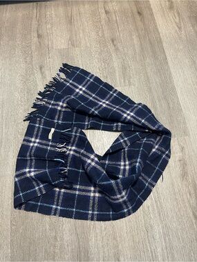 Burberry Navy and Cream Plaid Scarf